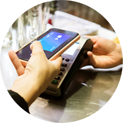 A person paying with a smartphone